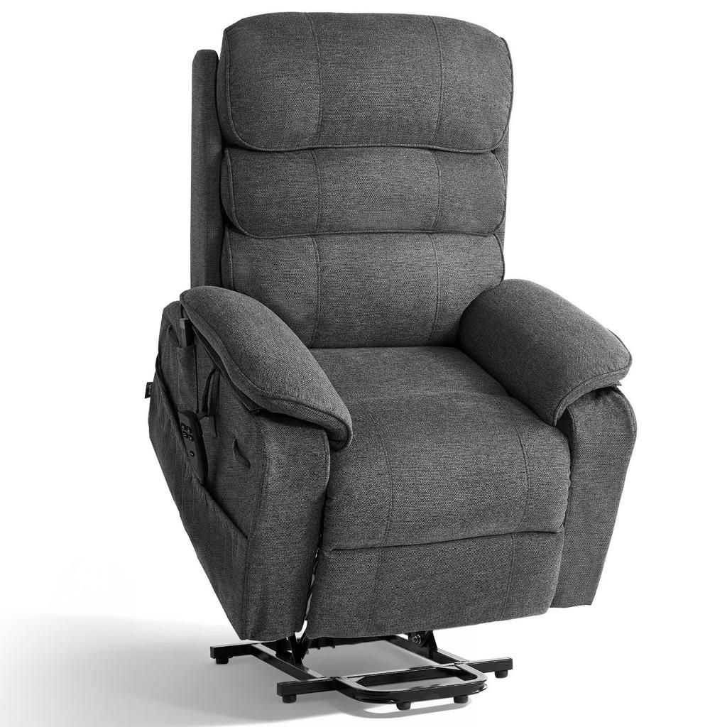Power Lift Recliner Chair, Dual Motor, Medium Electric Lift Chair with Heat and Massage for Elderly, Infinite Position Adjustment, Chenille Fabric,