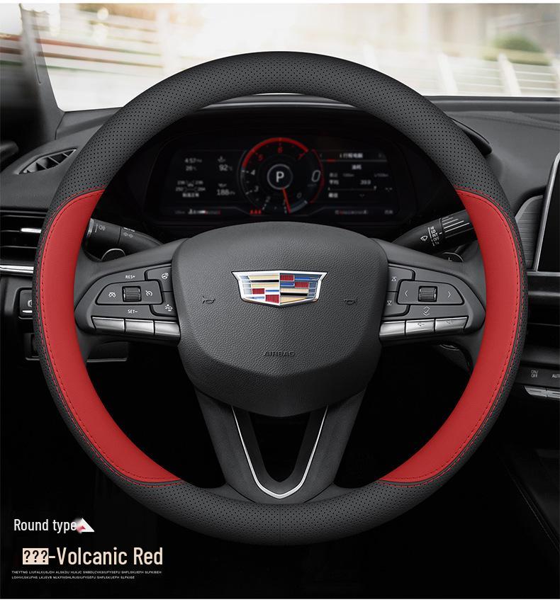 Ultra-thin Genuine Leather Steering Wheel Cover for Cadillac CT5, XT5, XT4, GT4, XT6, CT6