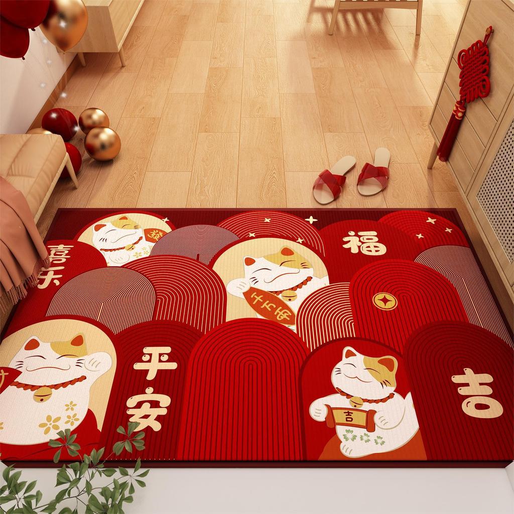 New Chinese-Style Festive Door Floor Mat, Dirt-Resistant And Easy To Take Care Of, Crystal Velvet Floor Mat, Household Entrance Door Non-Slip Mat
