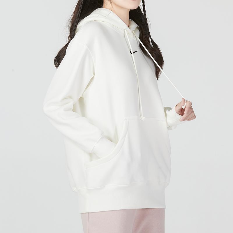 Nike Kangaroo Pocket Logo Print Hoodie Women Hoodie White DQ5861-133