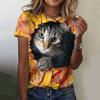 Y2K Fashion Women'S T-Shirt Funny Cat 3D Print Top Woman Harajuku T Shirt Casual Clothing Summer Female Tees
