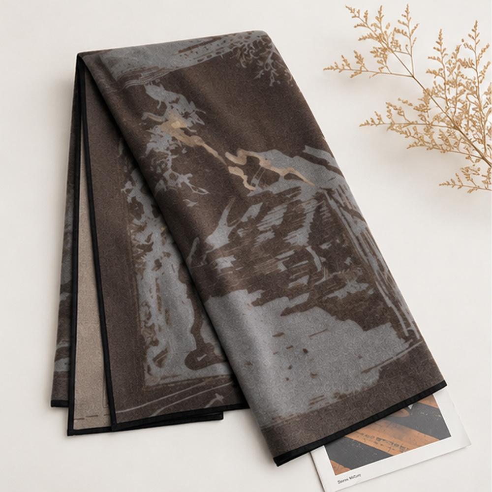 Customized model, new autumn and winter double-sided printed imitation cashmere scarf, warm retro style outer cape, large shawl.