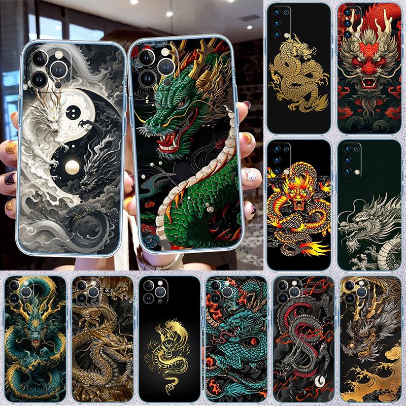 QE7 Chinesischer Drache Transparente Handyhülle für Samsung Galaxy A04 A04S A14 A23 A34 A54 M23 M33 M52 M53