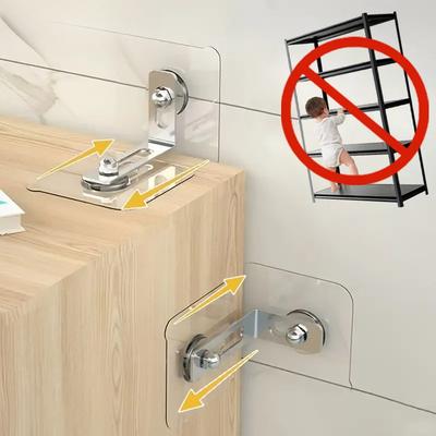Furniture Anchors Strong Self-adhesive Fixed Prevent Dumping Device No Punching Safety Anti Overturning Cabinet Buckle Anchors