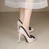 Waterproof table high heels women's stilettos 2025 spring and autumn new French bow fairy catwalk nightclub sexy single shoes