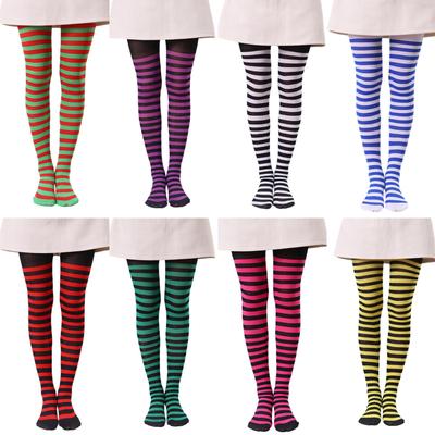 Multicolor Striped Tights for Women's Halloween or Christmas Costumes