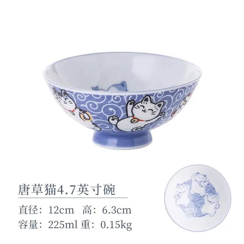 Cartoon Ceramic Japanese Bowl, Cute Seasoning Kitchen Tableware,Soup Rice Bowls, Instant Noodle Bowls, Underglaze Colored Plates