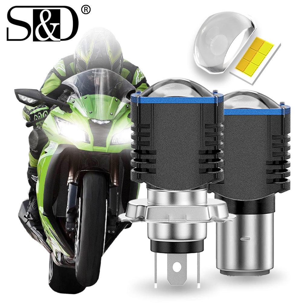 1Pc H4 LED Motorcycle Headlight Bulb 15000Lm BA20D H6 Hi Lo Beam Moto Light 3570 CSP Lens Dual Color White Yellow Scooter Fog Lamp 12V