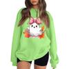 Women's Neck Long Sleeve Sweatshirt Casual Loose Fit Color Pullover with Halloween Print