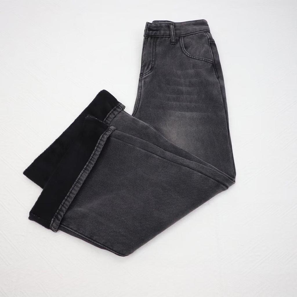 2024 Autumn/Winter Women's Plus Size Floor-Length High Waist Wide Leg Jeans