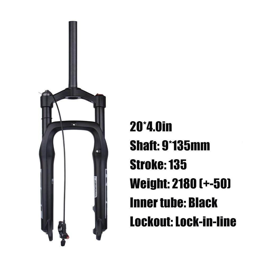 BOLANY Snow Bike Fork 20/26" Magnesium Alloy Air Fork 120mm Travel Shock Suspension 4.0 Fat Tire Fork Bike Accessories