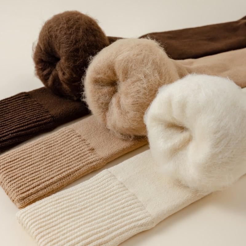 Socks Women'S Winter Fleece Thickened Women'S Fleece Knee Socks Warm Solid Color Pulled Floor Socks Stockings