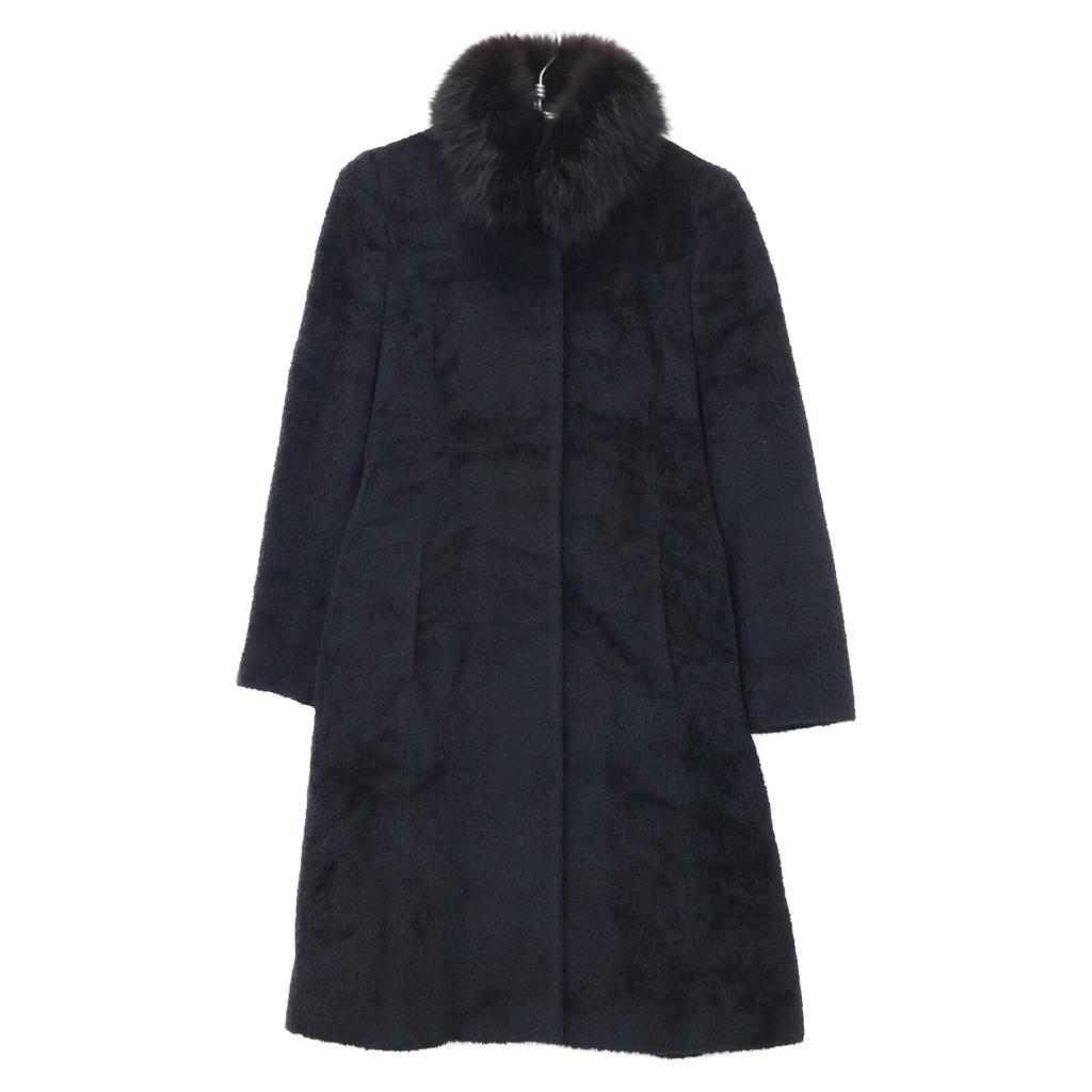 Max Mara 60161979 Black Alpaca Blend Wool Sleek Belted Coat coat 38 blackUsed