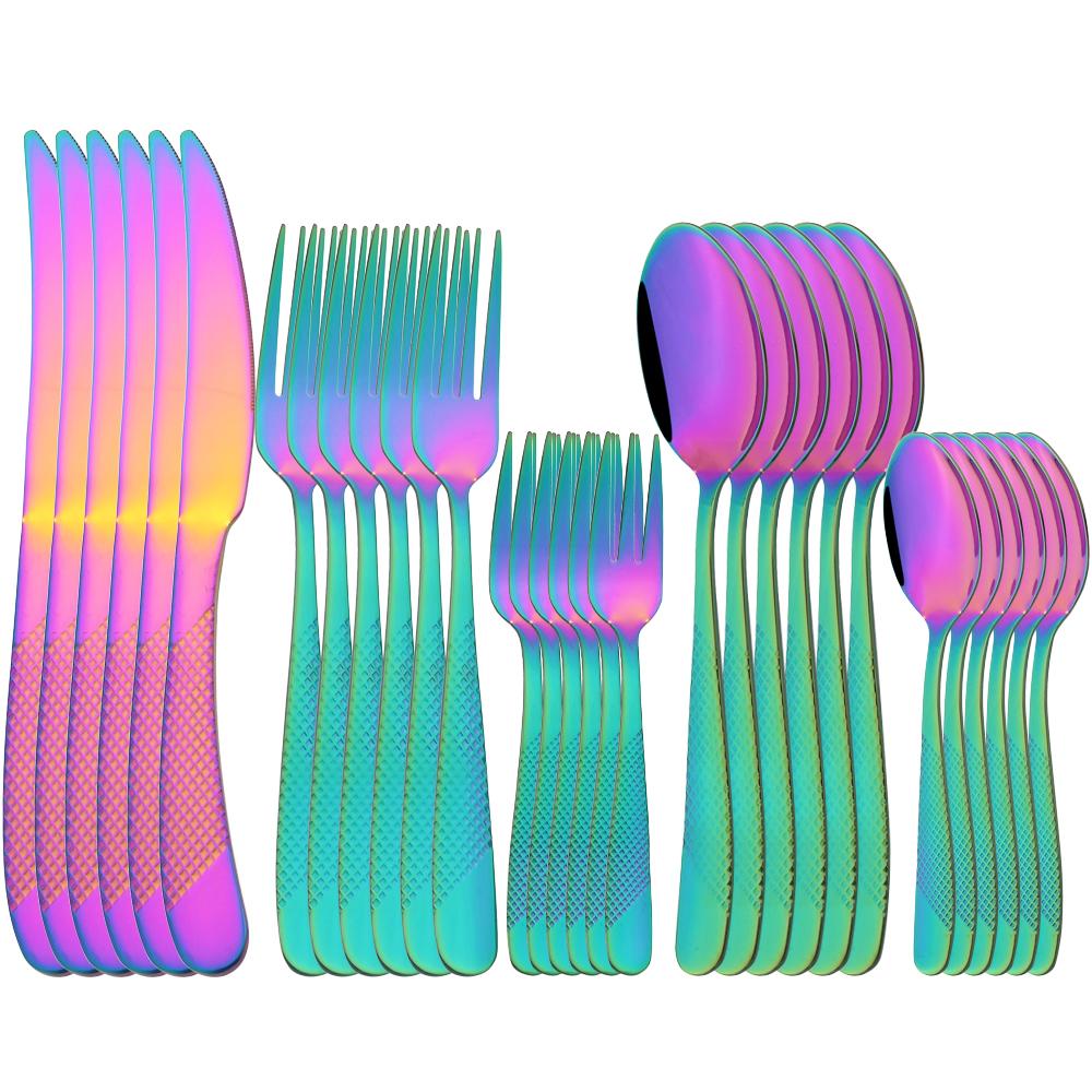 Drmfiy Luxus Besteck 6/30 Stück Gabel Löffel Messer Set Elegantes Gold Edelstahl Geschirr Set Teelöffel Küchen Silberwaren Set