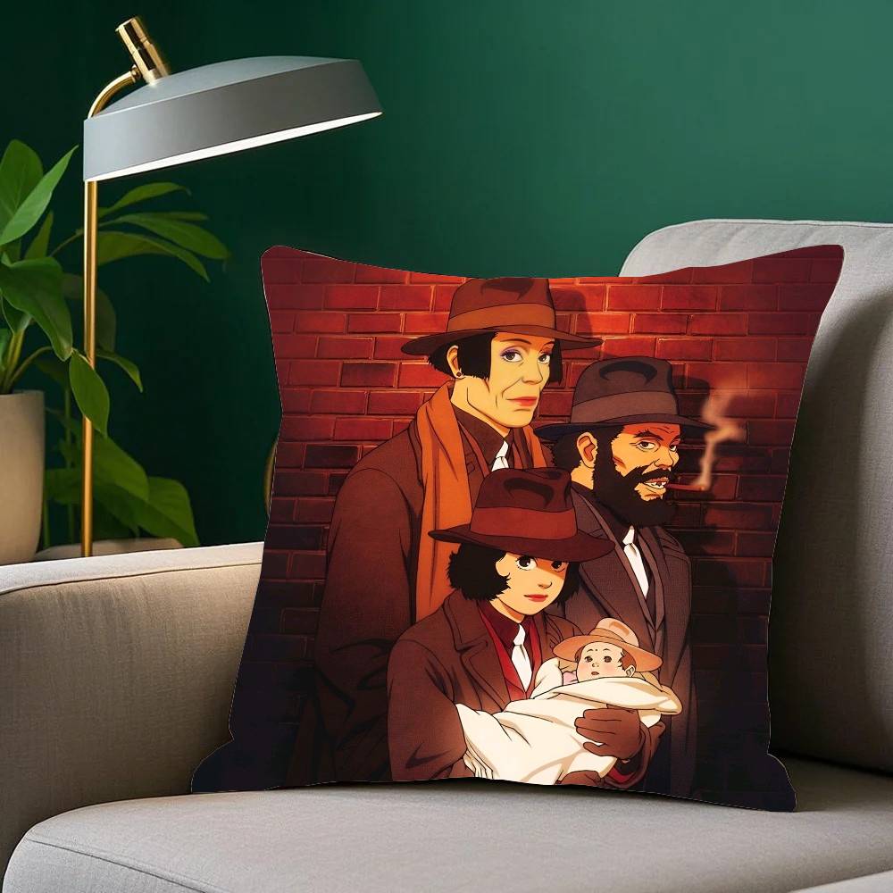Anime T-Tokyo Godfathers Pillow Case Fashion Square Pillowcase Bedroom Sofa Room Ins Decoration Leisure