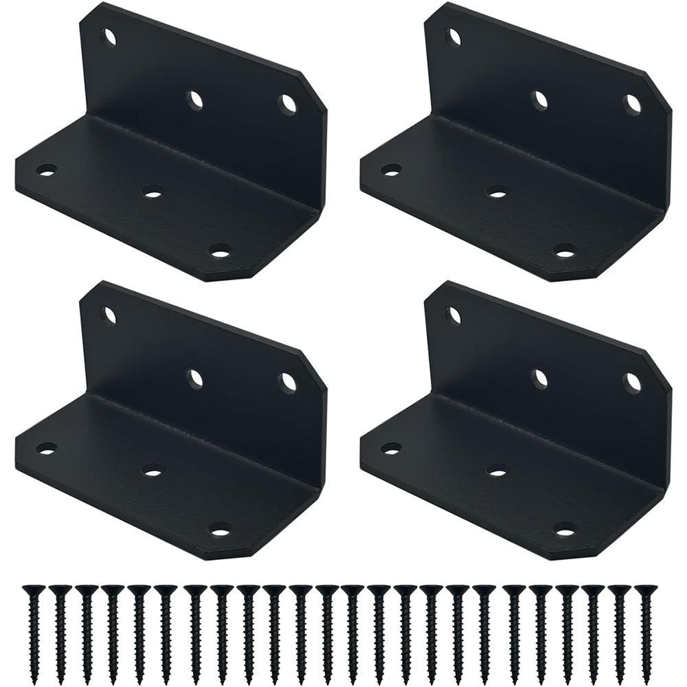 Wood Bracket Strong Metal Right Angle L Bracket Porous Design Enhanced Stability Heavy Duty Bracket Corner Bracket Furniture чёрный