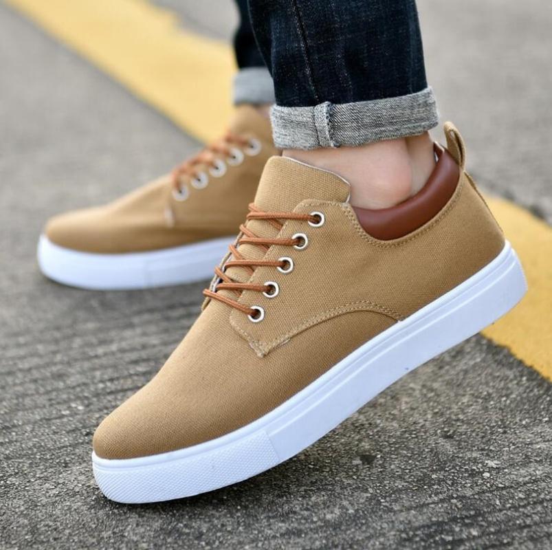 Fashion Men Shoes Canvas Sneakers Flats Lace up Leisure Loafers Fashion Comfort Rubber Sole Non Slip Sneakers Size 39-46