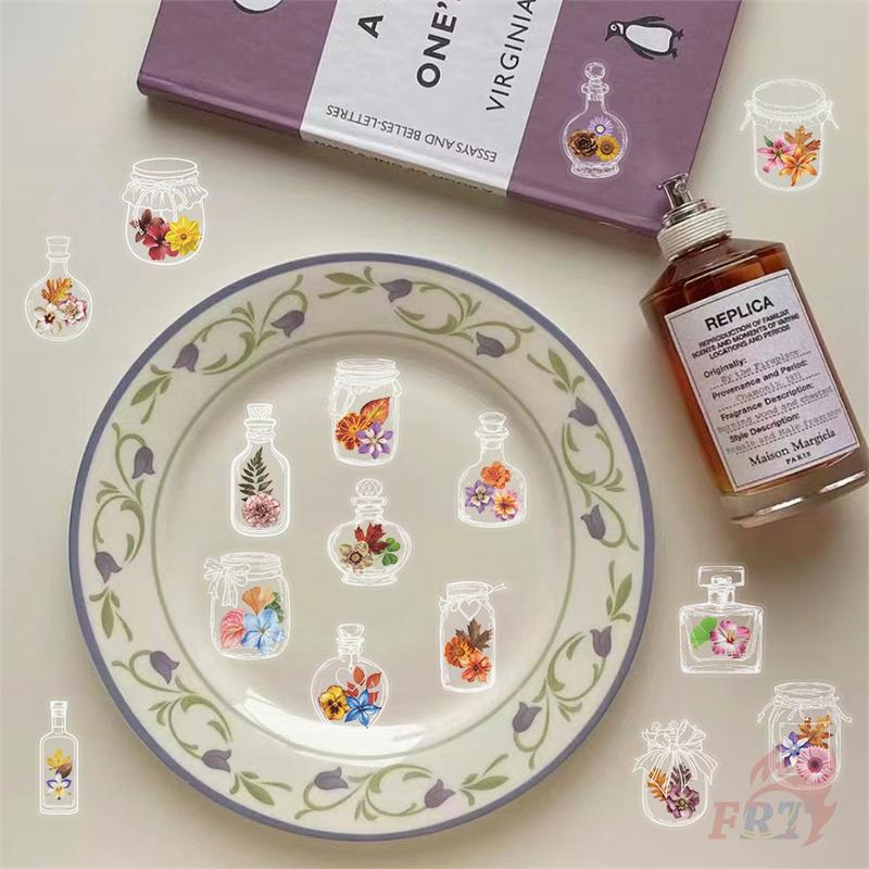 50Pcs/Set Ins Bottle Flowers PET Stickers Waterproof DIY Fashion Doodle Decals Stickers
