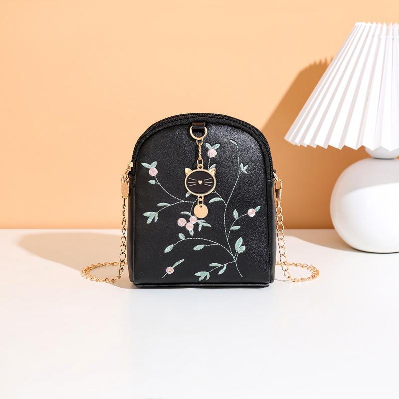 Flower flower bag women's new fashion bag double pocket cat head women oblique span bag