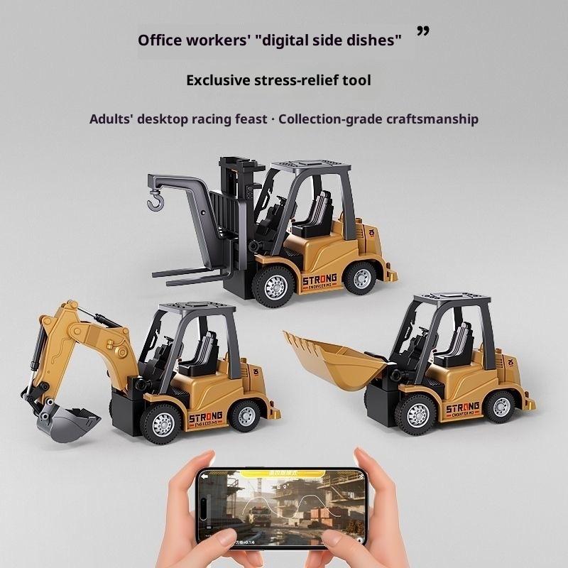Latest 1:64 Mini Excavator Desktop Series 2.4g Mini Excavator Flip Truck Bluetooth Mobile App Control Bulldozer Remote Control