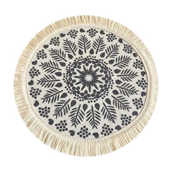 Yousheng Vintage Round Coasters, Pastoral Cotton Linen Placemats, Soft Jute Tassels Drink Mats, Handwoven Table Pads Mats Accessories