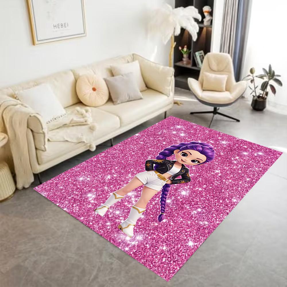 K-pop Fashion Fusion Floor Rug Office Rug Perfect for Dining Room Study room Balcony Living Rooms Anti-slip Rug Anime Office Decor Best for Christmas