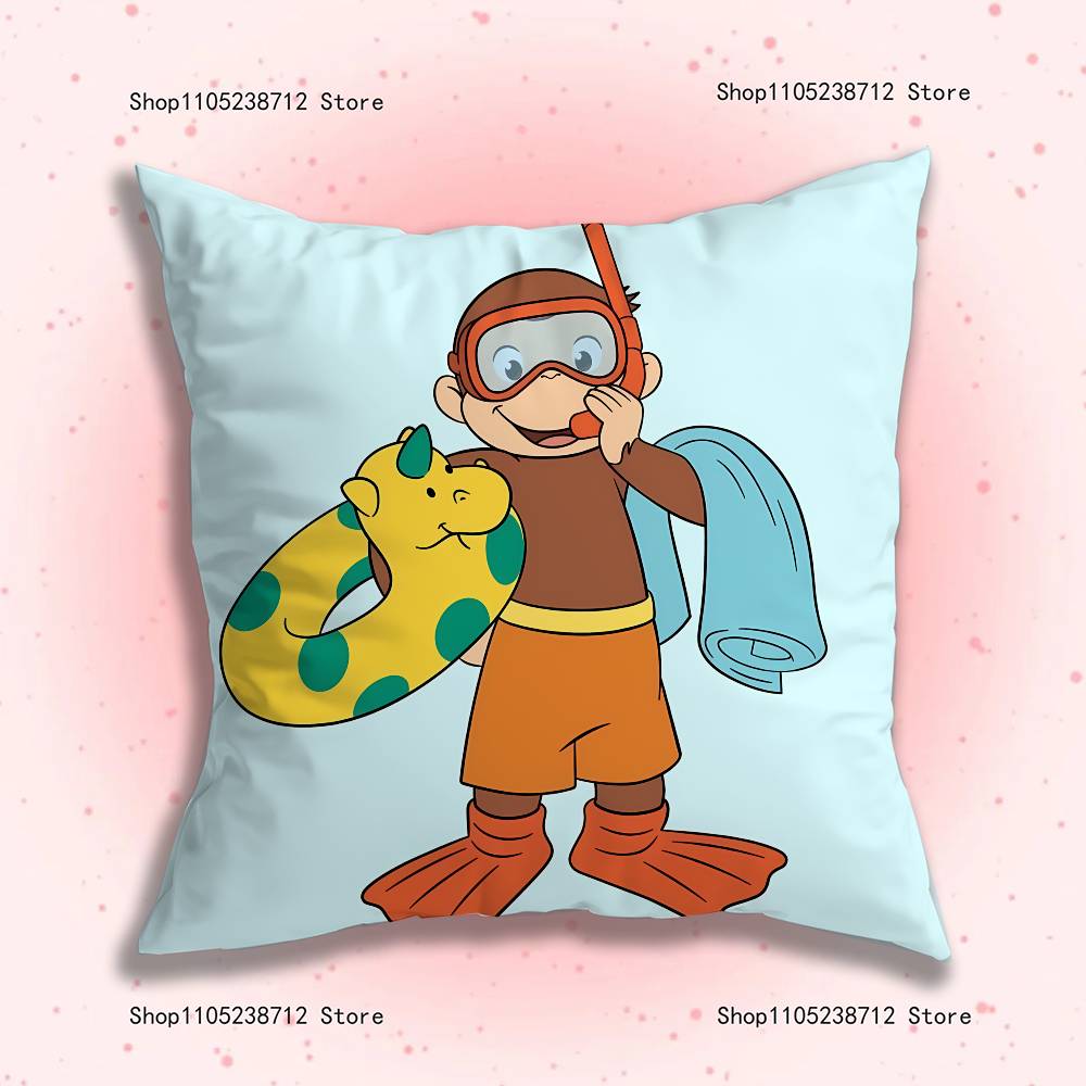 C-Curious Affe G-George Kissenbezug Kissenhülle Kissen Plüsch Jungen Mädchen Cartoon Anime Kawaii Dekoration Kindergeburtstag Niedliche Geschenke