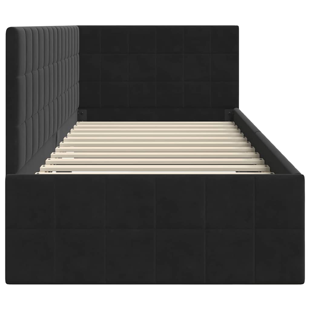 Corner Bed Frame with Headboard Black 80 Cm X 200 Cm Velvet