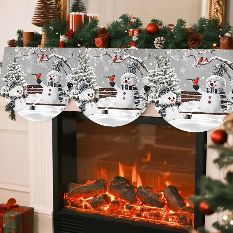 Christmas Mantel Scarf Winter Wonderland Snowman Fireplace Scarf Christmas Decorations for Home 2026 Xmas Navidad Gifts New Year