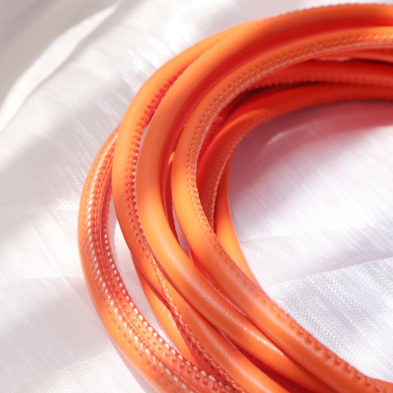 PU Leather Round Handle Strap with Lock Edge Stitching - DIY Traction Weaving Ornament E18