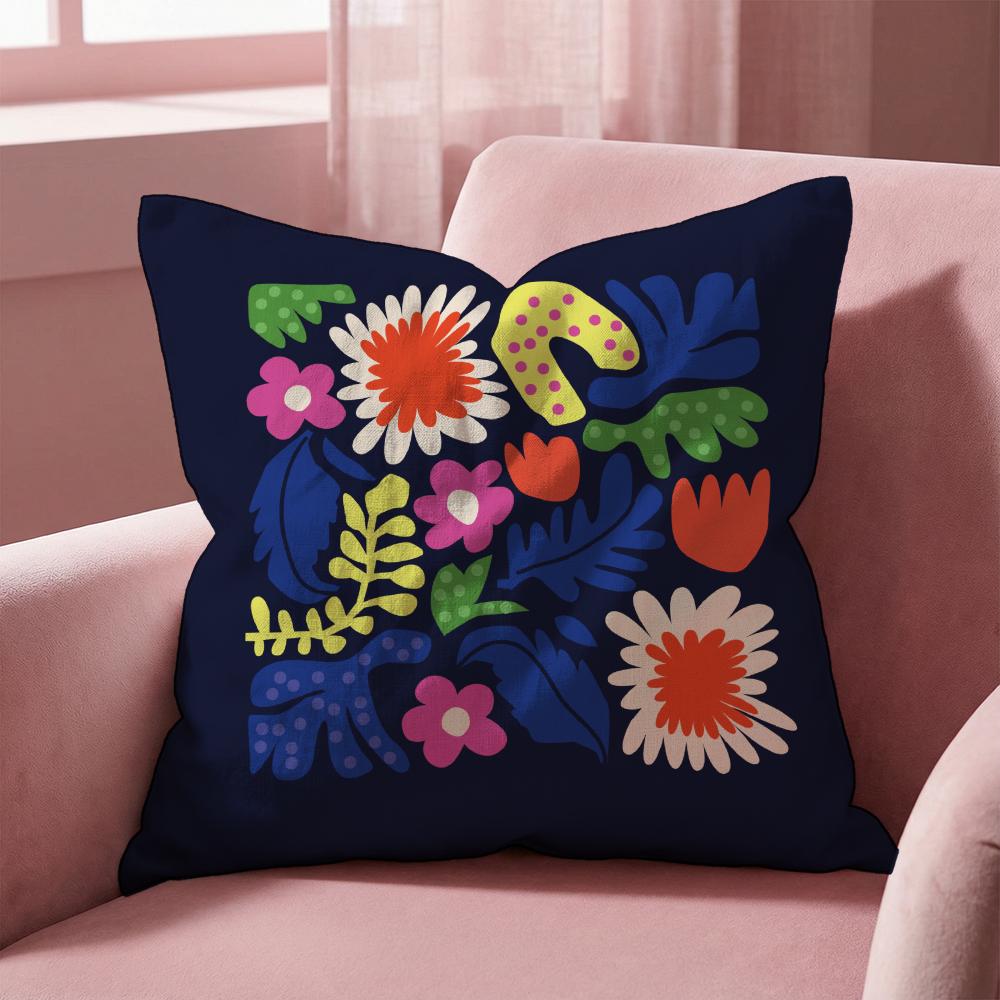 Plants and Flowers Cushion Cover Multi-Scene Pillow Cover for Home & Car - Reversible, Soft & Durable for Daily Use