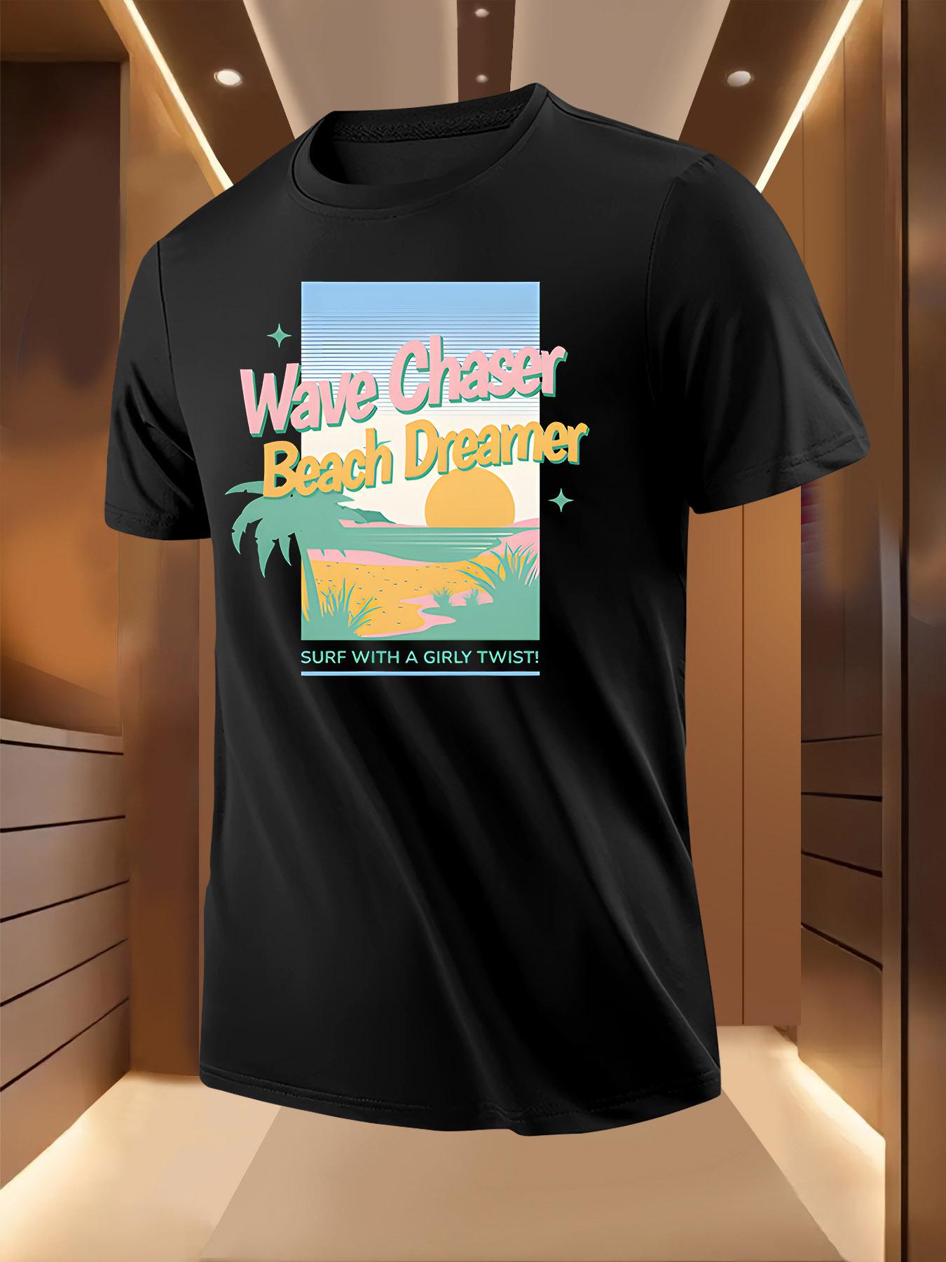 Retro Beach Wave Chaser Graphic Tshirt - Breathable Light... S