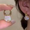 Eco-Friendly French Luxury Mermaid Shell Pearl Hoop Earrings - Elegant, Versatile Fashion for Daily Wear