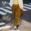 Muzi Women's Corduroy Carrot Pants