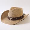 Popular European and American Classic Straw Woven Western Cowboy Hat Men's and Women's Outdoor Fashion OL Wind Woven Top Hat