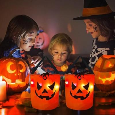 1-20 Stück LED Leuchtende Halloween Kürbis Süßigkeiten Tragetasche Korb für Kinder Süßes oder Saures Party Eimer für Feiertagsveranstaltungsdekoration Verwendung