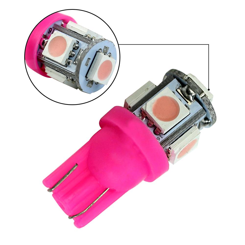 10pcs Pink Purple T10 158 192 194 168 W5W 5050 SMD 5 LED Car Wedge Tail Side Lights Lamp Bulb Dome License Map Light Accessories Dome Lights 6