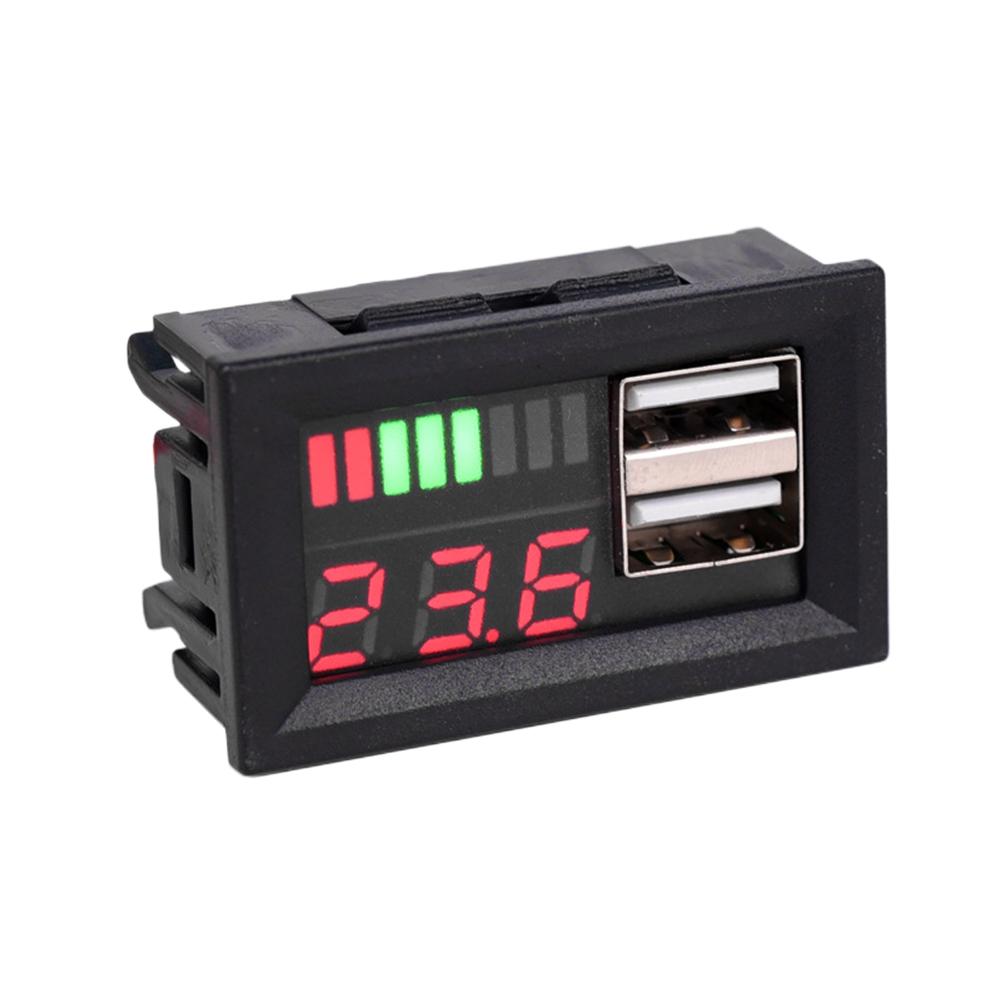12V Car Voltmeter Dual USB Output Battery Capacity Indicator 5V 2A Power Tester for Truck Motorcycle Lithium Lead Acid Battery