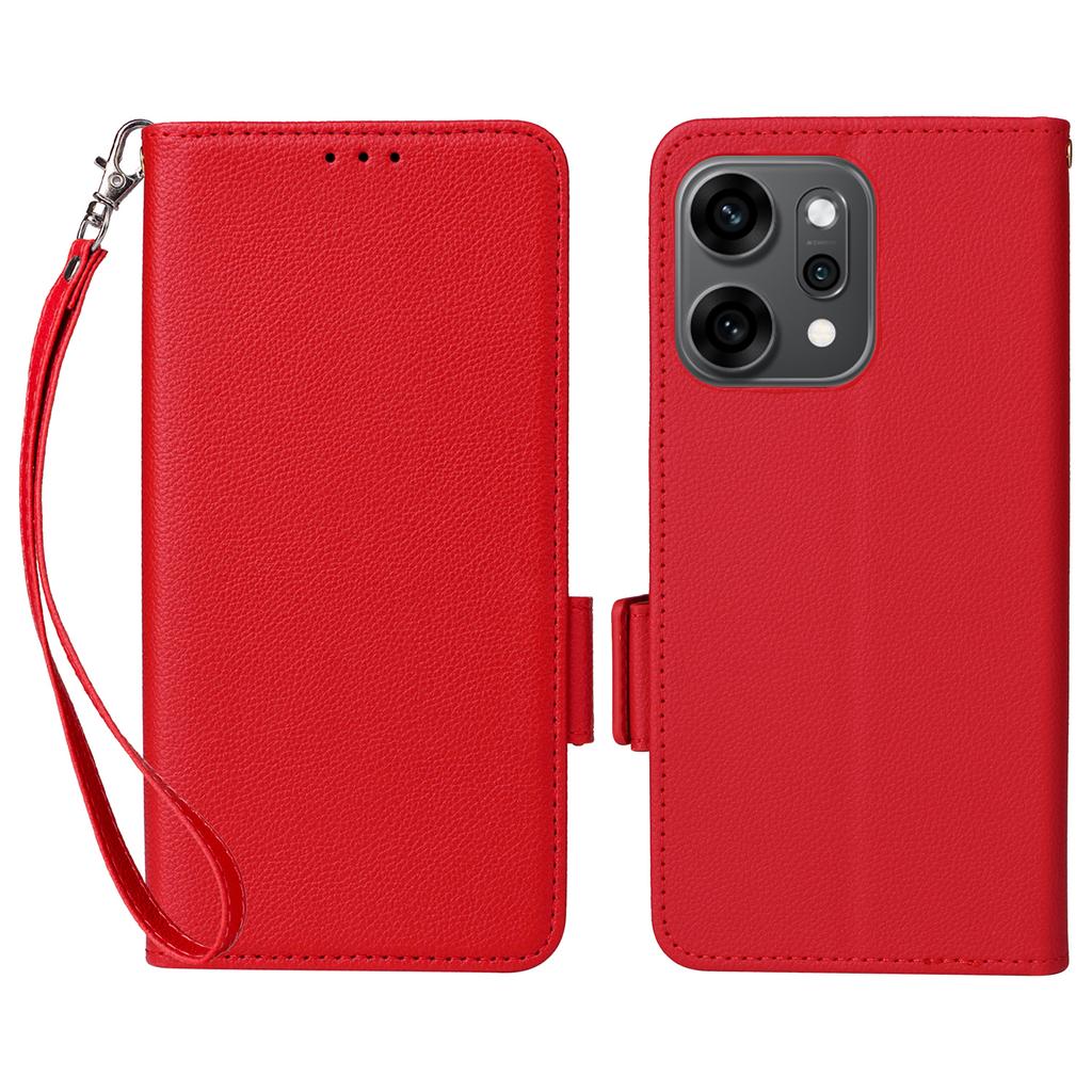 For Oppo Reno14 Pro 5G (Global) Case with Wrist Strap Litchi Texture PU Leather Wallet Phone Cover