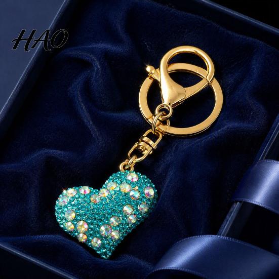 Sparkling Key Ring Rhinestone Love Heart Keychain , Zinc Alloy Car Pendant Ring, Handbags Backpacks Purse Charm Accessory, Gift for Women Decorative