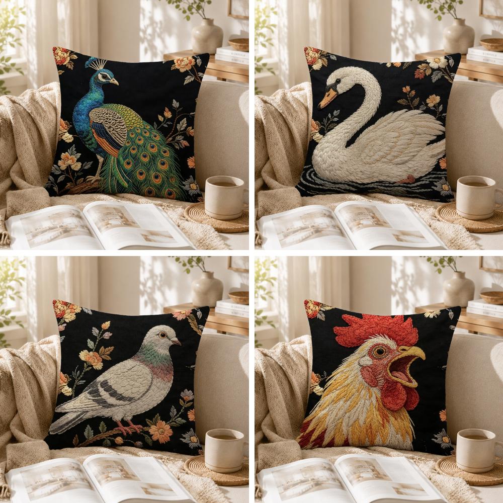 2D Scream Animals Retro Cushion Cover Natural Linen Organic Fabric Double-Sided Printing Sofa Home Decor Gift Pillow Case