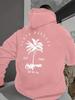Coconut Trees Print Men's Fashionable Hoodie, Trendy Hooded Pullover Sweatshirt For Men, Perfect For Fall And Winter