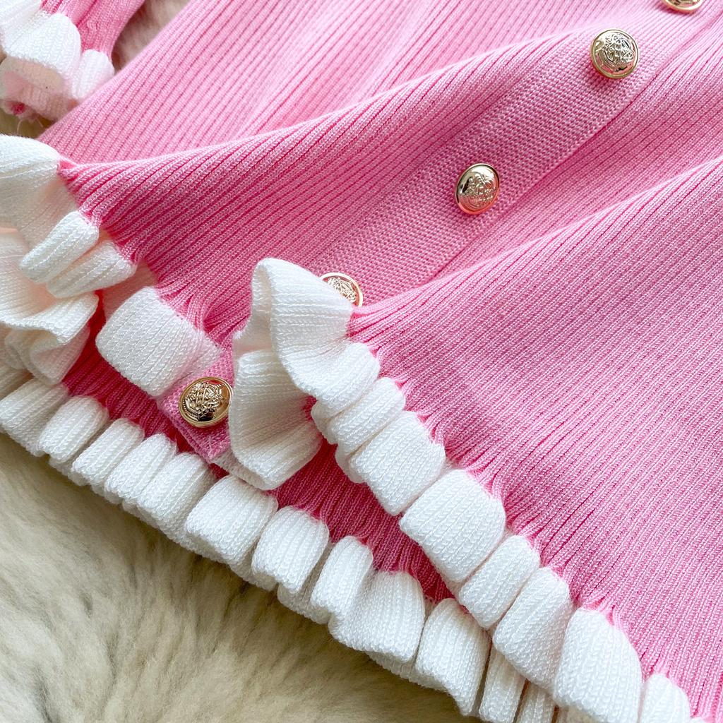 Elegant Knitted Dress for Women Autumn New Ruffle Edge V-neck Slim Long Sleeve Mid Length Ladies Evening Dresses Knitted Sweater