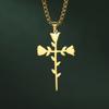 Teamer Crossed Thorns Rose Necklace Stainless Steel Jewelry For Women Men Box Chain Romantic Accessories Gothic Style Gift