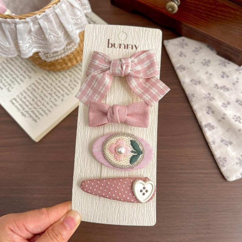 Spring and Summer New Rabbit Bow Combination Set Hairpin Cartoon Small Fresh Baby Side Does Not Hurt The Hairpin Female