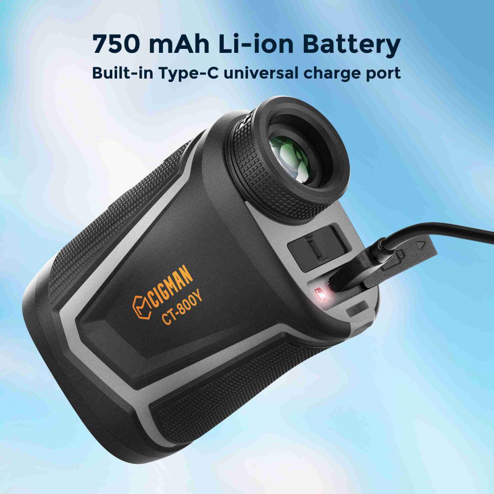Dalmierz golfowy CIGMAN CT-800Y 800m z 6-krotnym powiększeniem, blokadą masztu flagowego za pomocą wibracji, paskiem magnetycznym, ładowaniem przez USB