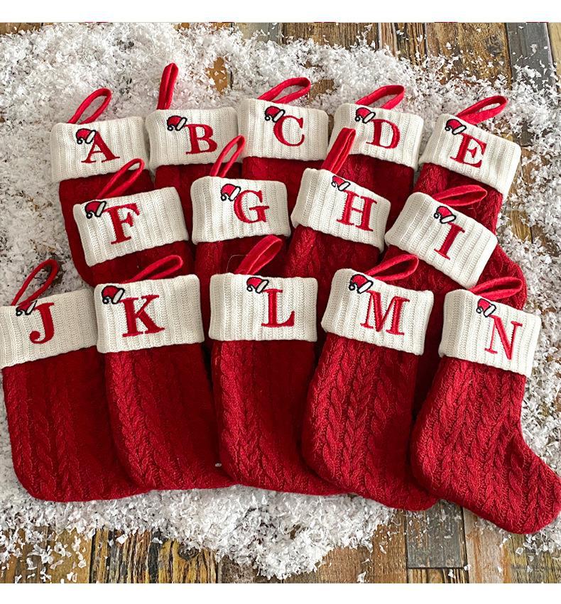Klassische rote Weihnachts-Wollstricksocken Festliche Anhänger-Dekoration