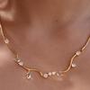 Retro 18K Gold Plated Tassel Zircon Cuban Chain Necklace In Frosted Gold Copper.