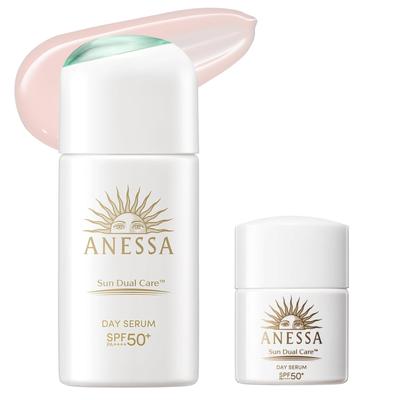 ANESSA Day Serum N Mini Size Large UV Tone Up Light Pink Morning Daytime Use 30mL 12mL Facial Makeup Waterproof [Quasi-drug] + (Extra Set) & (Serum,