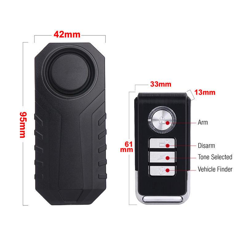 Bicycle Motorcycle Vibration Alarm Bike Alarm Remote Control Wireless Anti-Theft Alarm 113Db Triggered Vibration Sensor